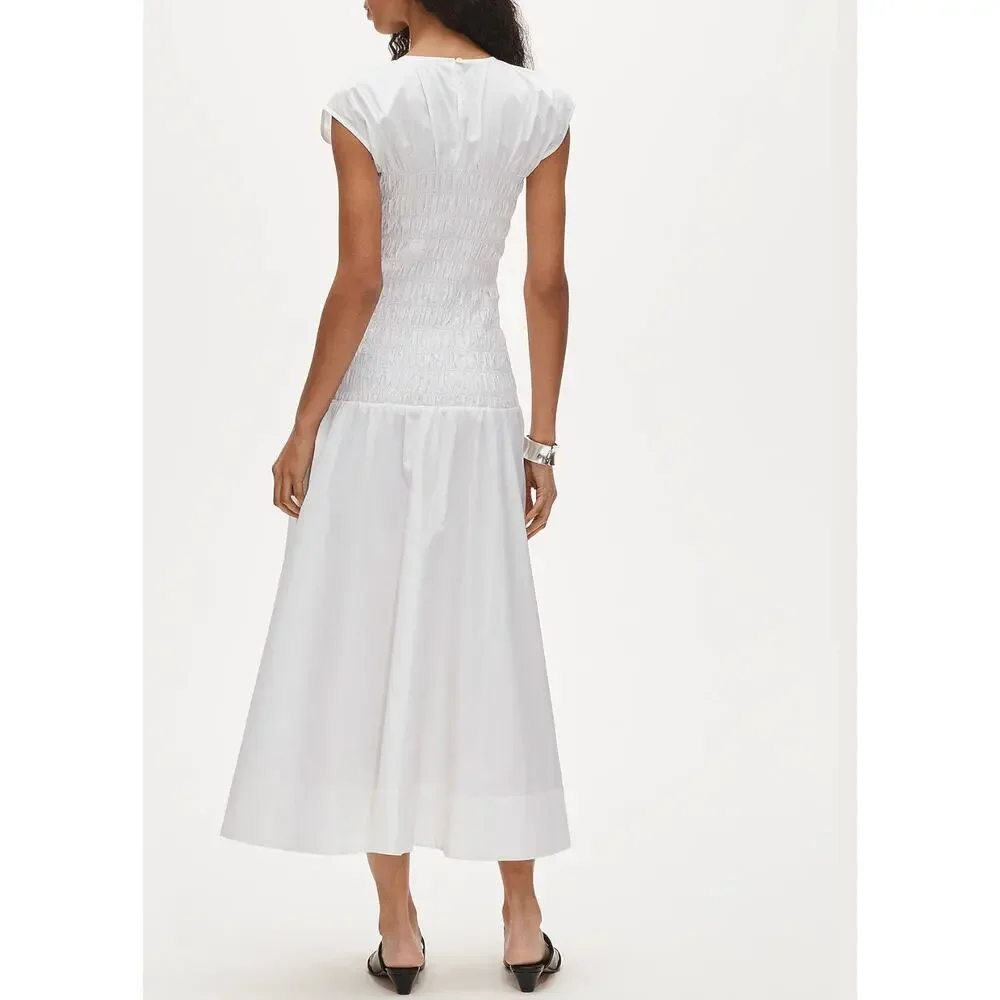 J Crew Smocked Dress S Poplin NWT CS730 Travel Resort Romantic Western Coastal